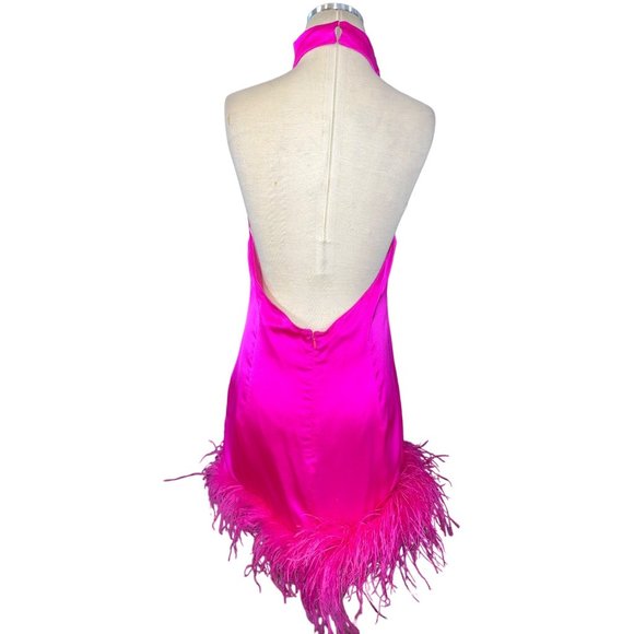 Amanda Uprichard Lunaria Dress in Hot Pink Light Medium New Womens Feather Mini - Picture 6 of 16
